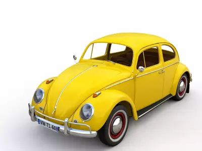 1960 VW Beetle 3D Model Classic Vintage Compact Car 3D model