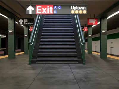 NYC Subway Station PBR 01 Low-poly 3D model