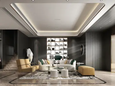 Luxury living room interior 3D model