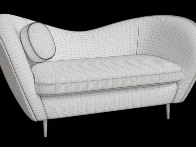 2 Seater Smooth Curve Velvet Upholstered Sofa 3D model