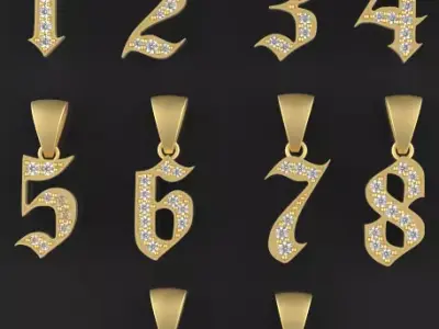 number pendant necklace 3D print model