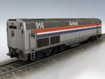 Amtrak set of rolling stock Low-poly 3D model