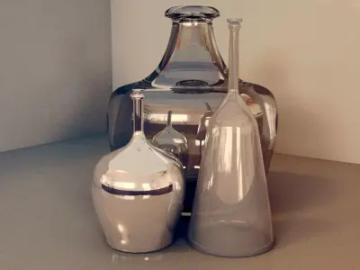 Bottles set of glass vases 3D model
