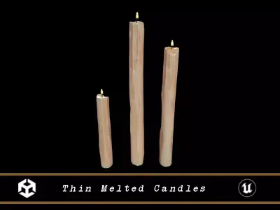 Thin Melted Candles Low-poly 3D model