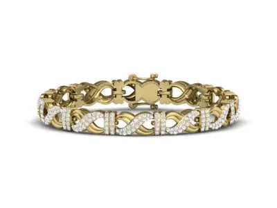 Bracelet rose gold with diamonds 3D print model