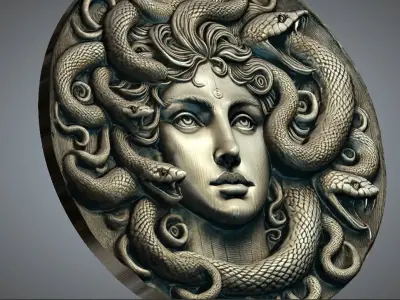 medusa relief 3dprint model and for cnc router carving model 3D print model