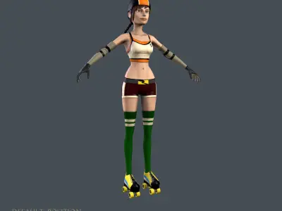 Cartoon Roller Girl 3D model
