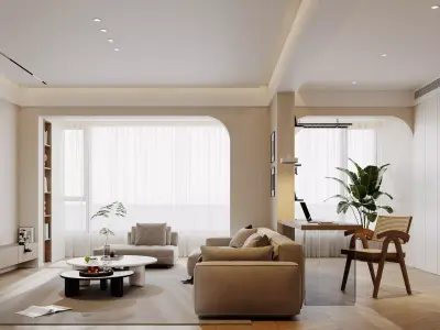 Modern living room dining room interior scenes 179 3D model