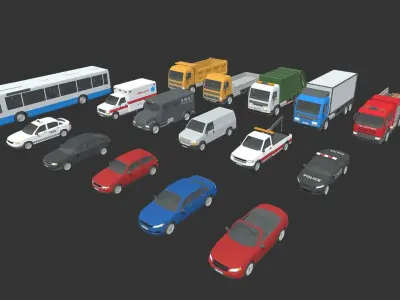 Low Poly Vehicles  Low-poly 3D model