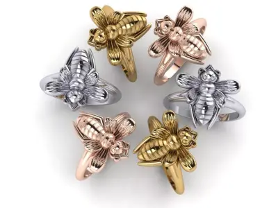 Golden Fly Ring Size 55 3D ready to print 3D print model