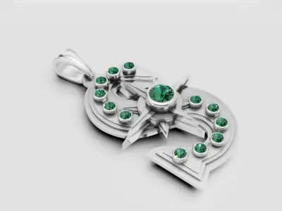 Gold Pendant Ruby  3D print model