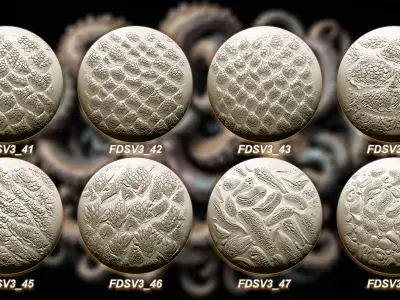 55 Reptile Creature and Dragon skin Vol 3 Alpha and Brush 3D model