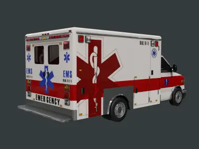 Vehicle Ambulance Rescue Truck Game Ready 04 Low-poly 3D model