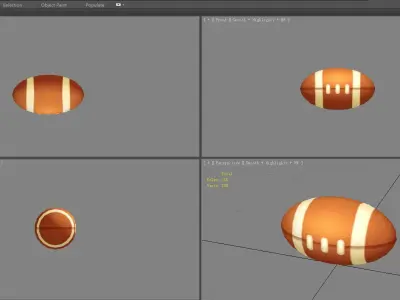 Cartoon Rugby - American football Low-poly 3D model