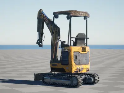 ZBL Mini Excavator v3 - Unreal Engine Project Low-poly 3D model