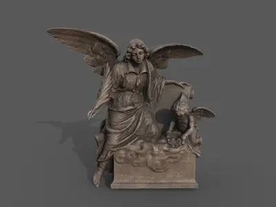 Statue of an Angle 2 Low-poly 3D model