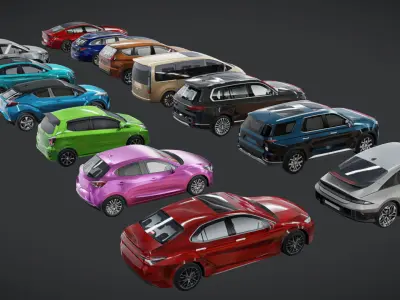 Lowpoly Car Pack - Customizable Color Low-poly 3D model