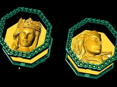 top Octagonal ring with queens 3D print model