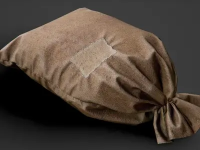 old Bag from burlap with patch PBR Game-Ready Low-poly 3D model