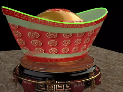 Chinese gold Ingot    3D model