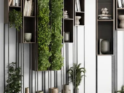Metal Shelves Decorative With Plants and Book 3D model