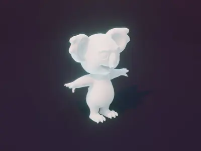 Cartoon Koala Animated and Rigged Base Mesh 3D Model Low-poly 3D model