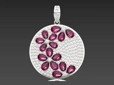 luxury flower diamond pendant jp0267 3D print model