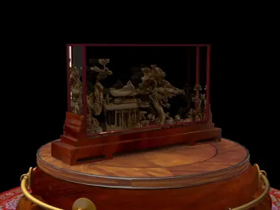 Chinese carved cork display stand  3D model