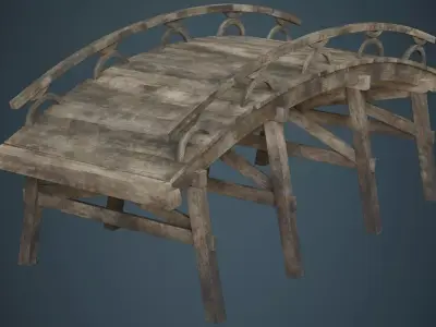 Plank Bridge 1B Low-poly 3D model