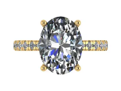 oval solitaire ring  3D print model