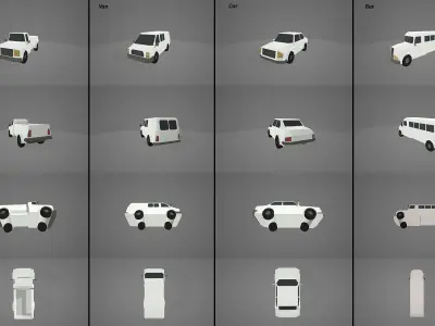 Car pack Low-poly 3D model