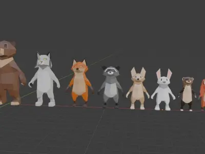 Low Poly Animal Character Collection Low-poly 3D model