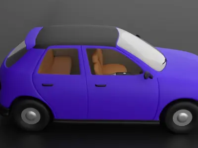 Stylized Cartoon Car Rigged 3D Model Low-poly 3D model