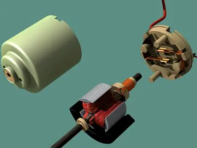 DC motor educational animation 3D model