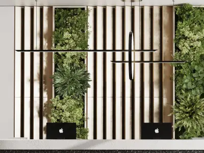 Reception desk - office furniture - Vertical Wall Garden Low-poly 3D model
