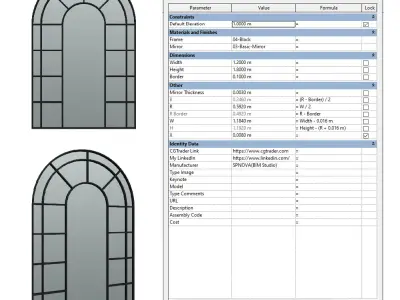 Parametric Mirror Family for Revit 3D model