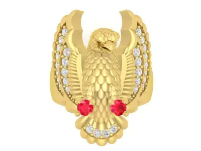 Luxury Eagle Ruby Diamond Mens Ring  3598 3D print model