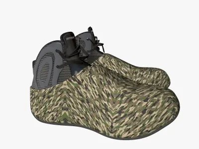Sneakers pair of camouflage shoes 3D model