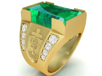 Luxury Emerald Cut Rectangle Stone Mens Ring  3382 3D print model