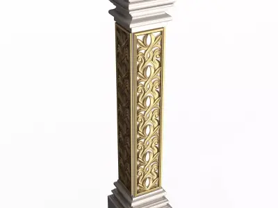 Stair Baluster 02 White Low-poly 3D model