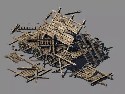 Game Elf Mountain - Broken - Chariot 03 3D model