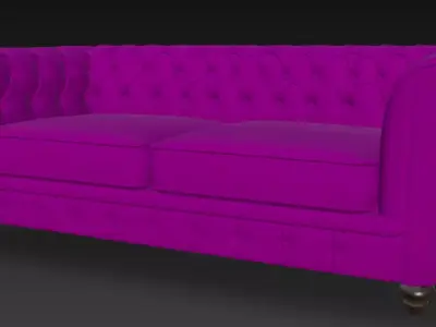 Purple Chesterfield Sofa 3D Model 3D model