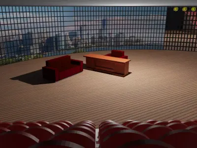 Talk Show Studio Low-poly 3D model