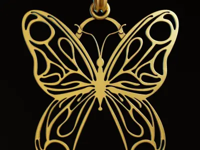 Butterfly Stylized Pendant Amulet Necklace Design 3D print model