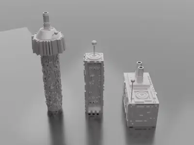 Sci fi hard surface building Free 3D model