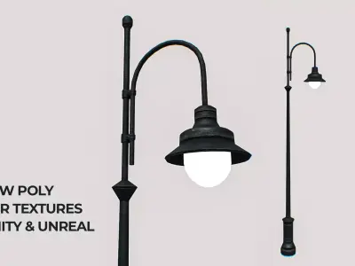 Ornamental Street Lamp Post 3D Model  Low-poly 3D model