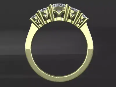 Classic oval ring with 5 stones 3D print model