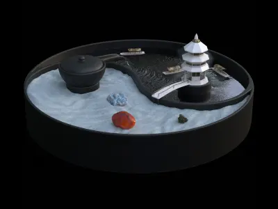 Desktop Zen Garden 3D model