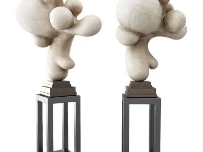 Bubbles bend sculpture Low-poly 3D model