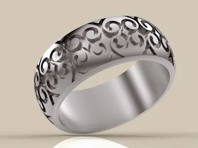 Ornamental carving ring silver gold  printable jewelry 3D model 3D print model